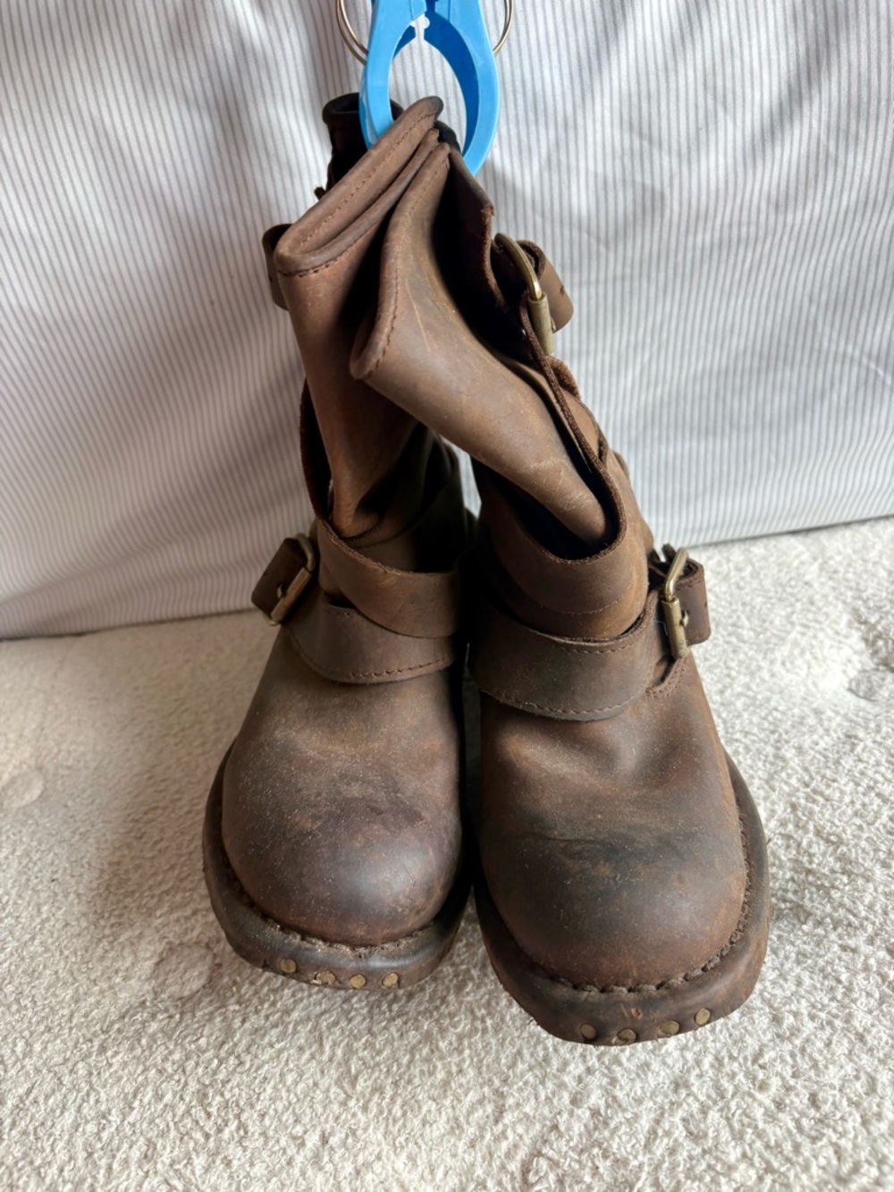Jeffrey Campbell Brown Leather Combat Moto Boots
